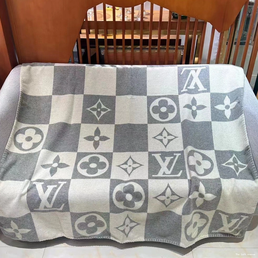BLANKET GREY CHECKERED THROW CUSTOM 0824